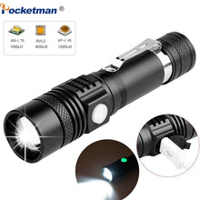 Load image into Gallery viewer, 12000LM Super Bright Led flashlight USB linterna led torch T6/L2/V6 Power Tips Zoomable Bicycle Light 18650 Rechargeable