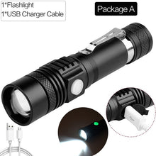 Load image into Gallery viewer, 12000LM Super Bright Led flashlight USB linterna led torch T6/L2/V6 Power Tips Zoomable Bicycle Light 18650 Rechargeable