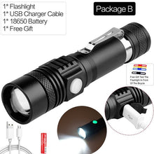 Load image into Gallery viewer, 12000LM Super Bright Led flashlight USB linterna led torch T6/L2/V6 Power Tips Zoomable Bicycle Light 18650 Rechargeable