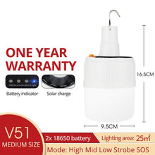 Load image into Gallery viewer, SHENYU Rechargeable LED Bulb Lamp Solar Charge Portable Emergency Night Market Light Outdoor Camping Home